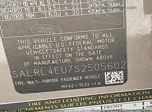 SALRL4EU7S2505602 2025 LAND ROVER DISCOVERY Beige Vista del compartimento del motor