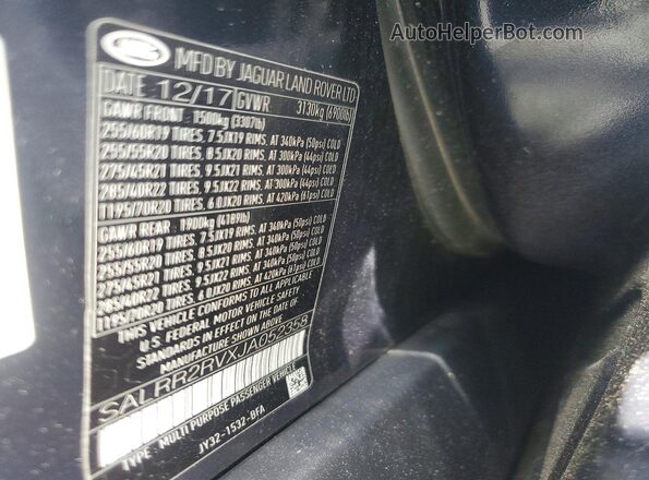 SALRR2RVXJA052358 2018 LAND ROVER DISCOVERY Blue VIN կոդի պիտակի տեսք