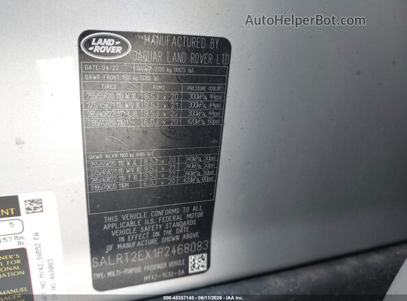 SALRT2EX1P2468083 2023 LAND ROVER DISCOVERY Silver Engine compartment view