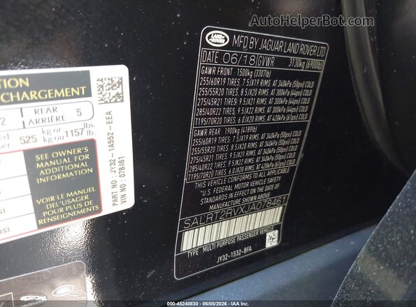SALRT2RVXJA078461 2018 LAND ROVER DISCOVERY Black Widok komory silnika