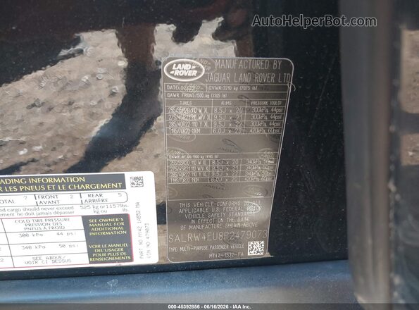 SALRW4EU8P2479073 2023 LAND ROVER DISCOVERY Black ძრავის განყოფილების ხედი