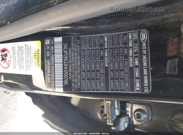 SALVP2BG3HH200786 2017 LAND ROVER RANGE ROVER EVOQUE Черный Вид подкапотного пространства