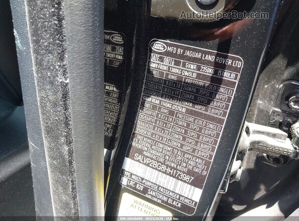 SALVP2BG8HH173987 2017 LAND ROVER RANGE ROVER EVOQUE Черный Вид подкапотного пространства