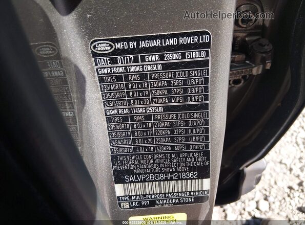 SALVP2BG8HH218362 2017 LAND ROVER RANGE ROVER EVOQUE Brown Engine compartment view