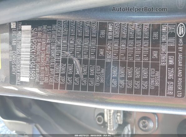 SALVP2RX1KH341689 2019 LAND ROVER RANGE ROVER EVOQUE Gray Вид підкапотного простору