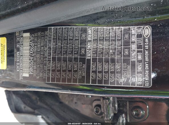 SALVP2RX7JH292464 2018 LAND ROVER RANGE ROVER EVOQUE Черный Вид подкапотного пространства