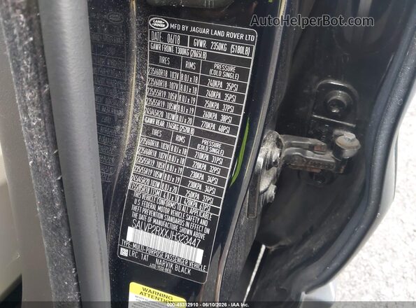 SALVP2RXXJH323447 2018 LAND ROVER RANGE ROVER EVOQUE Black Widok komory silnika