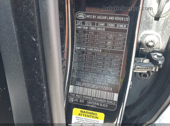 SALVR2BG8GH155014 2016 LAND ROVER RANGE ROVER EVOQUE Black Շարժիչի բաժամունքի տեսք