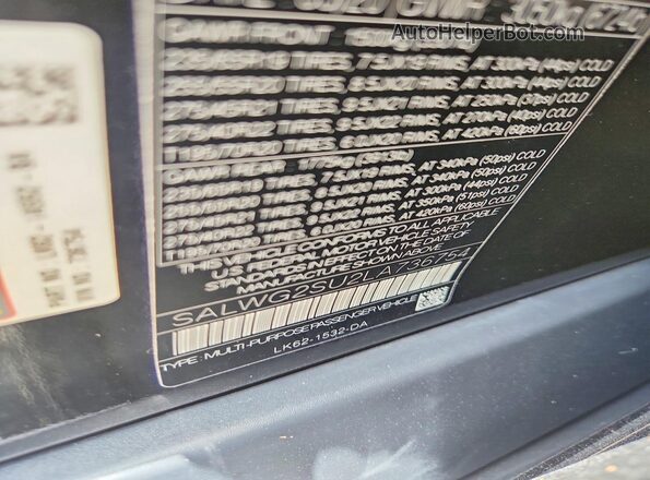 SALWG2SU2LA736754 2020 LAND ROVER RANGE Black 360 interior view