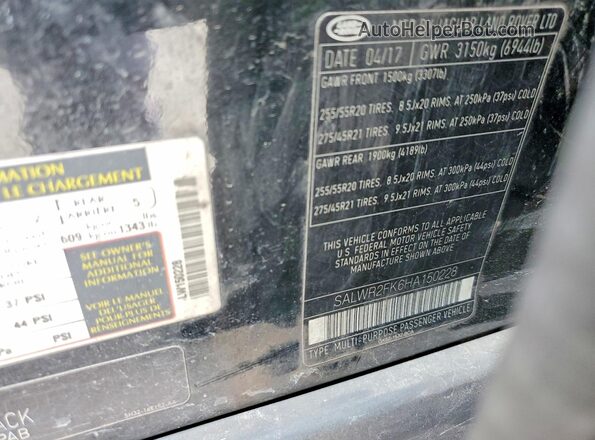 SALWR2FK6HA150228 2017 LAND ROVER RANGE Black 