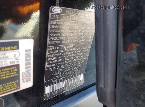 SALWR2FV4HA677226 2017 LAND ROVER RANGE Black სალონის 360-გრადუსიანი ხედი
