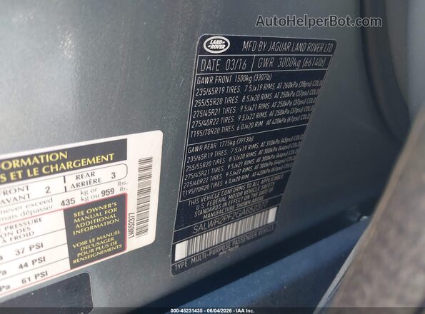 SALWR2PF2GA652377 2016 LAND ROVER RANGE ROVER SPORT Серый Вид подкапотного пространства