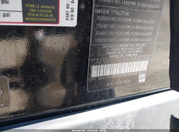 SALWR2RE0KA842398 2019 LAND ROVER RANGE ROVER SPORT Black Շարժիչի բաժամունքի տեսք