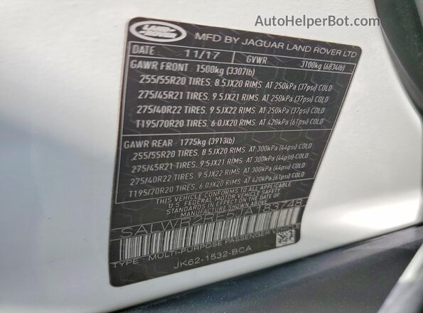 SALWR2RE5JA183748 2018 LAND ROVER RANGE White 