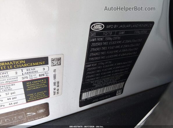 SALWR2RE7KA831057 2019 LAND ROVER RANGE ROVER SPORT White Вид підкапотного простору