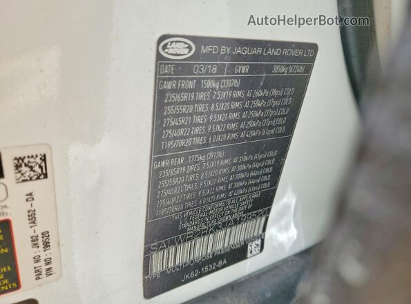 SALWR2RK3JA199520 2018 LAND ROVER RANGE White 