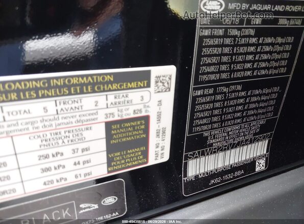 SALWR2RV7JA412902 2018 LAND ROVER RANGE ROVER SPORT Black Vista del compartimento del motor