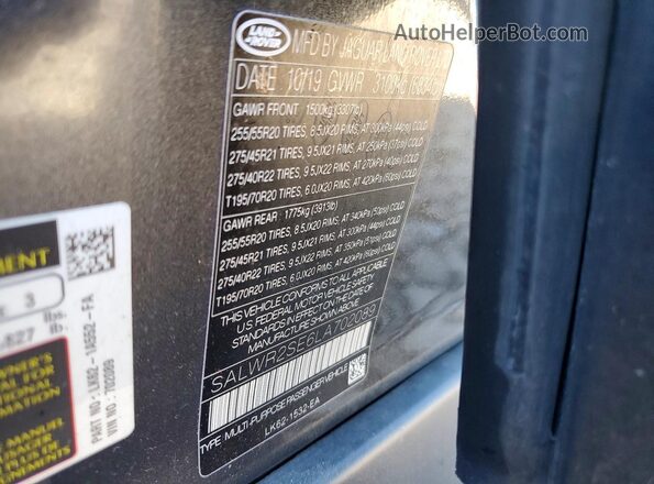 SALWR2SE6LA702089 2020 LAND ROVER RANGE Black 
