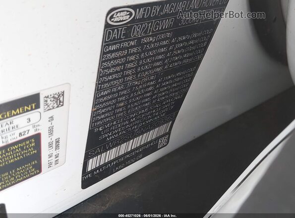 SALWR2SU8NA209363 2022 LAND ROVER RANGE ROVER SPORT Белый Вид подкапотного пространства