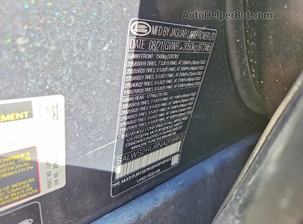 SALWS2RU6NA209453 2022 LAND ROVER RANGE Gray Панорамний вид салону 360°
