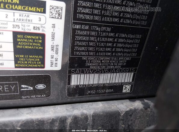 SALWV2SV6JA405915 2018 LAND ROVER RANGE ROVER SPORT Gray Engine compartment view