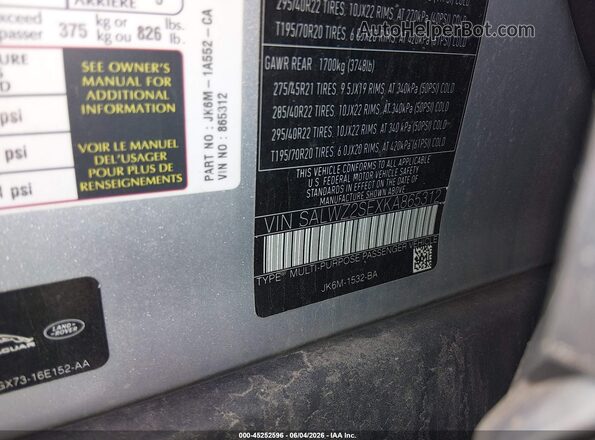 SALWZ2SEXKA865312 2019 LAND ROVER RANGE ROVER SPORT Silver 