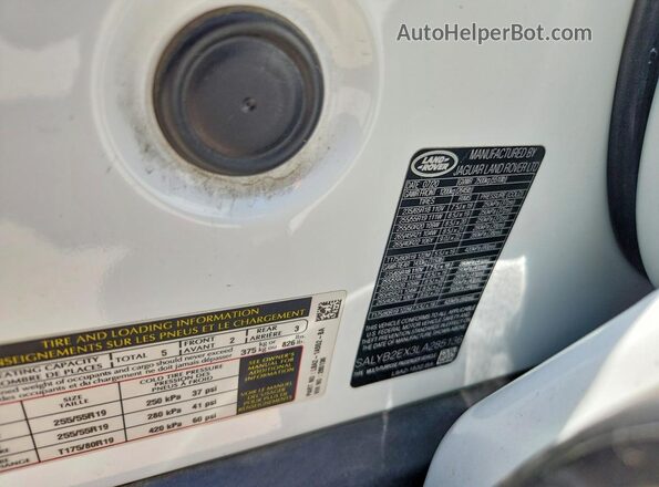 SALYB2EX3LA285136 2020 LAND ROVER RANGE White Widok naklejki z numerem VIN