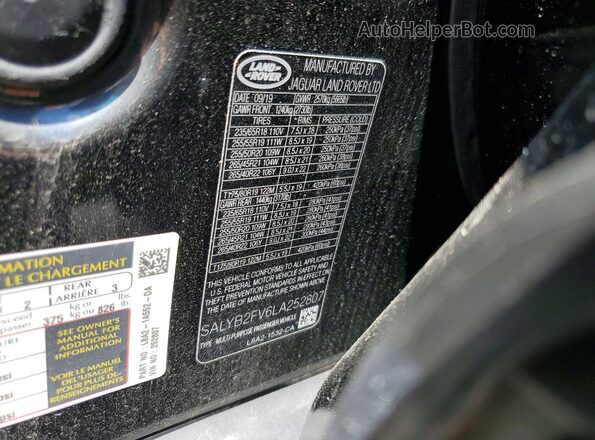 SALYB2FV6LA252807 2020 LAND ROVER RANGE Black 