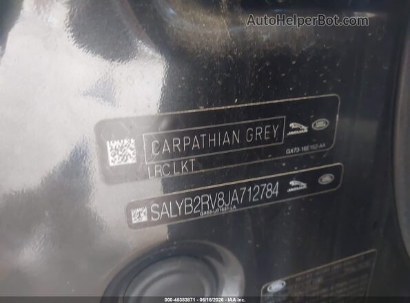 SALYB2RV8JA712784 2018 LAND ROVER RANGE ROVER VELAR Черный Вид подкапотного пространства