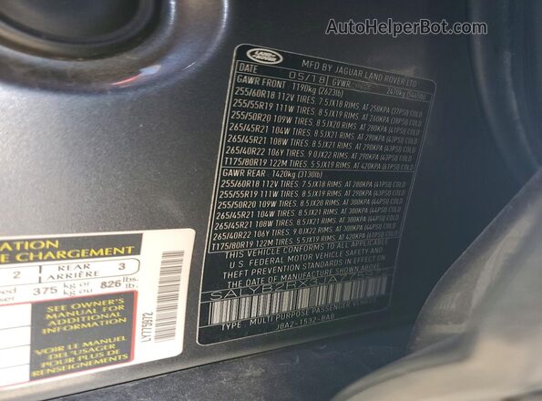 SALYB2RX3JA775972 2018 LAND ROVER RANGE Gray Շարժիչի բաժամունքի տեսք