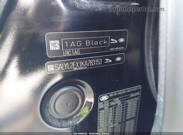 SALYL2EX1KA783153 2019 LAND ROVER RANGE ROVER VELAR Black Вид підкапотного простору