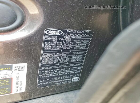 SALYL2EX1TA826312 2026 LAND ROVER RANGE Серый Вид наклейки с VIN-кодом