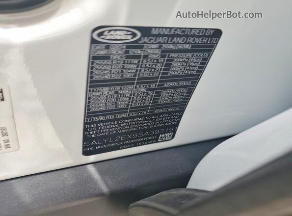 SALYL2EX9SA393191 2025 LAND ROVER RANGE White სალონის 360-გრადუსიანი ხედი