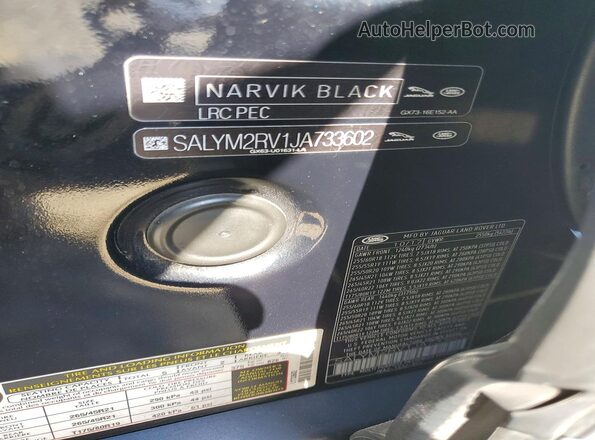 SALYM2RV1JA733602 2018 LAND ROVER RANGE Черный Вид наклейки с VIN-кодом