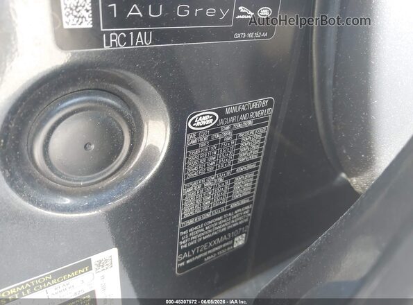 SALYT2EXXMA310712 2021 LAND ROVER RANGE ROVER VELAR Black 