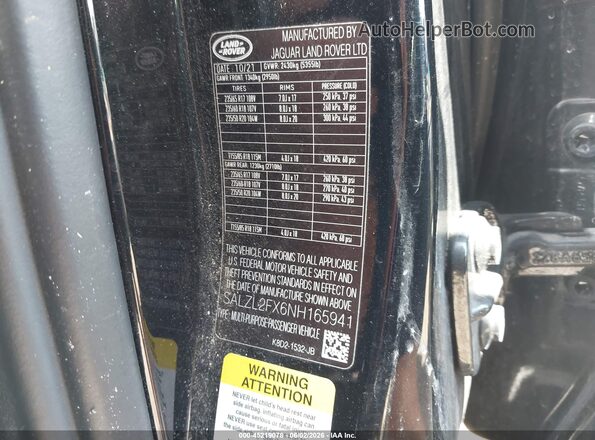 SALZL2FX6NH165941 2022 LAND ROVER RANGE ROVER EVOQUE Черный Вид подкапотного пространства