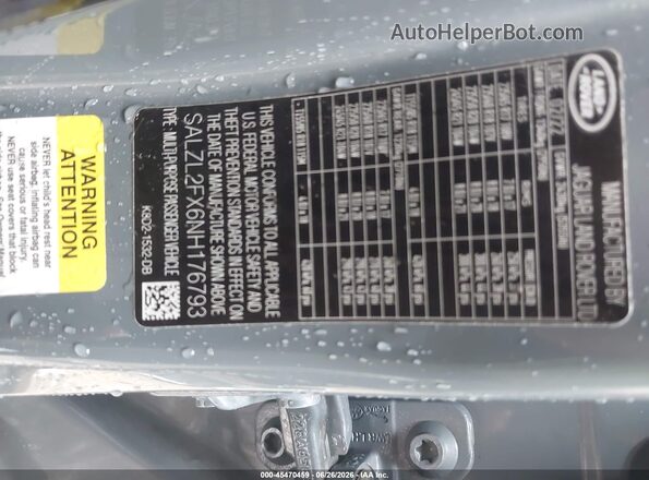 SALZL2FX6NH176793 2022 LAND ROVER RANGE ROVER EVOQUE Blue Вид підкапотного простору