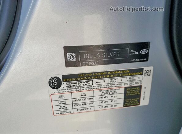 SALZL2GX1LH062891 2020 LAND ROVER RANGE Silver 