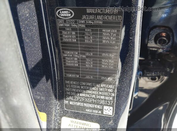 SALZP2FX6PH198137 2023 LAND ROVER RANGE ROVER EVOQUE Dark Blue Вид підкапотного простору