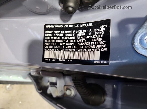 SHHFK7H40LU203303 2020 HONDA CIVIC Blue 