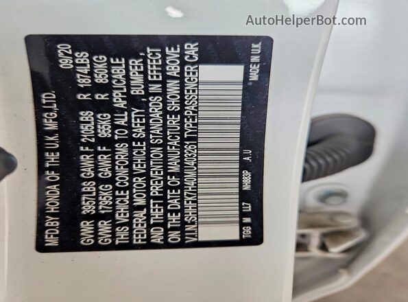 SHHFK7H40MU403261 2021 HONDA CIVIC White Widok komory silnika