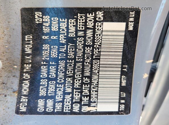 SHHFK7H40MU409920 2021 HONDA CIVIC Blue 