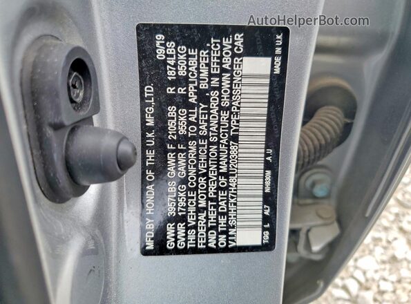 SHHFK7H48LU203887 2020 HONDA CIVIC Silver Widok wnętrza 360 stopni