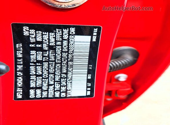 SHHFK7H49MU401198 2021 HONDA CIVIC Red Vista del compartimento del motor