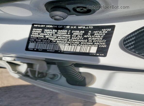 SHHFK7H49MU403789 2021 HONDA CIVIC Two Tone VIN კოდის სტიკერის ხედი