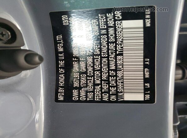 SHHFK7H66LU418038 2020 HONDA CIVIC Silver 