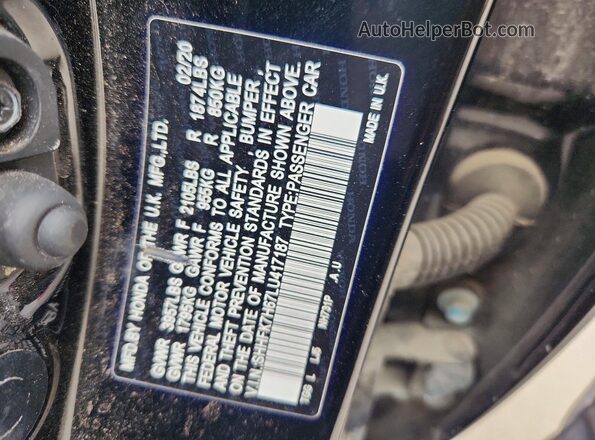SHHFK7H67LU417187 2020 HONDA CIVIC Black Вид підкапотного простору