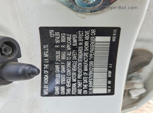 SHHFK7H76HU212069 2017 HONDA CIVIC White Вид підкапотного простору