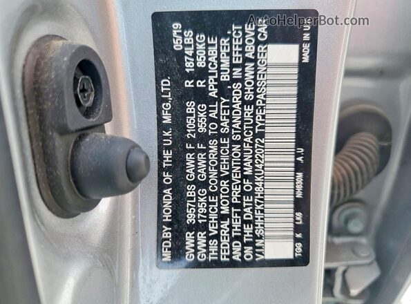 SHHFK7H84KU422072 2019 HONDA CIVIC Silver 