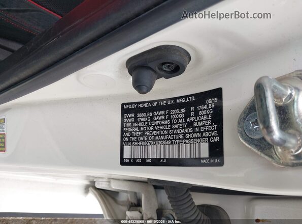 SHHFK8G7XKU203549 2019 HONDA CIVIC White Вид підкапотного простору